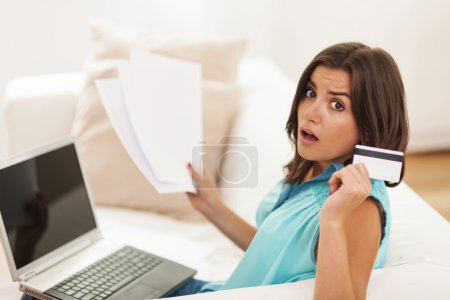 Woman and household bills