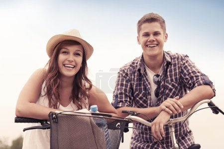 Beautiful couple with bikes