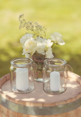 Lovely candles in jars