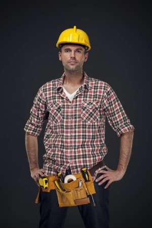 Manual worker with tool belt