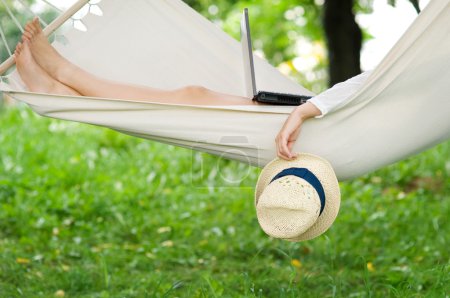 Relaxing on hammock