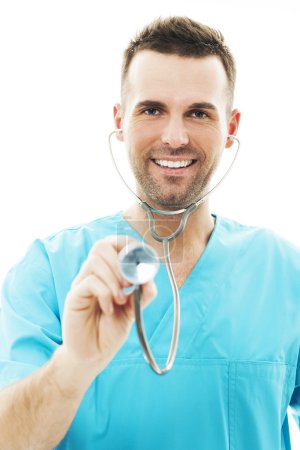 Doctor using a stethoscope