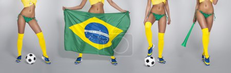 Sexy woman legs in colours of Brazil