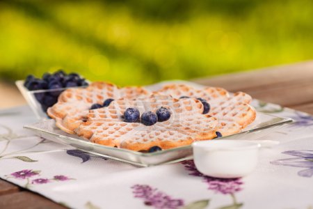Belgian waffles with blueberry