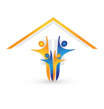 House and happy family logo vector
