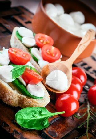 Mozzarella, tomatoes and bread