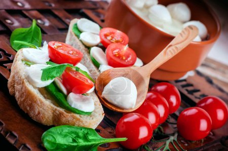 Mozzarella, tomatoes and bread