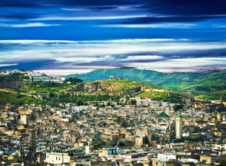 Morocco, a landscape of a city wall in the city of Fes