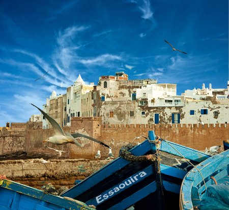 Blue fishing boats in Morocco