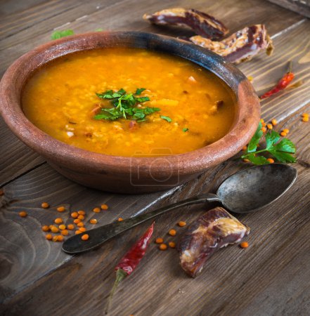 Soup of bulgur and lentils