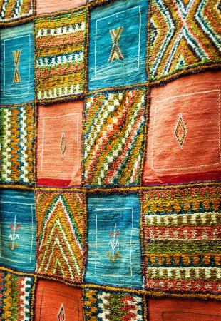 Bright paints of the Moroccan and berber carpets