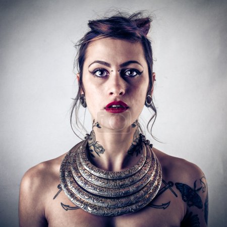 Beautiful alternative woman with tatoos