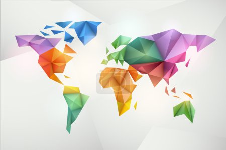 World map background in origami style. Vector background. Eps 10