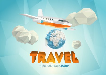 Travel around the world in origami style. Vector background. Eps 10