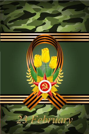Vector greeting card with Russian flag, related to Victory Day or 23 February