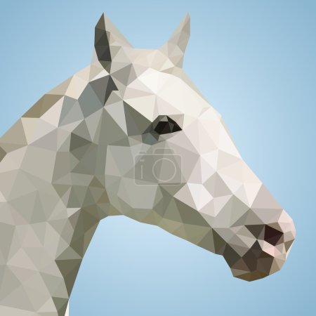 Head of a bay horse in triangular style