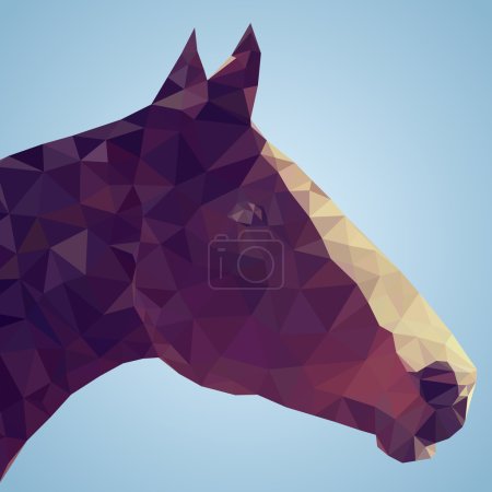 Head of a bay horse in triangular style