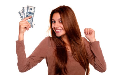 Charming young woman with cash money