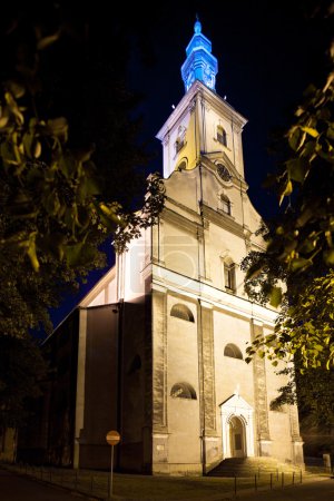 Night view of the Evangelical Church in Cieszyn It is the largest Protestant church in Poland