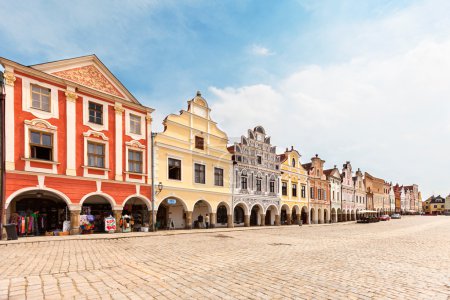 Telc, Czech Republic - May 10, 2013 Unesco city A row of the houses on main square