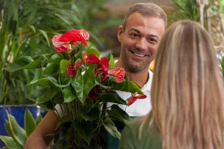 Florist is consulting a customer