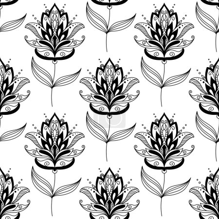 Black and white paisley floral pattern