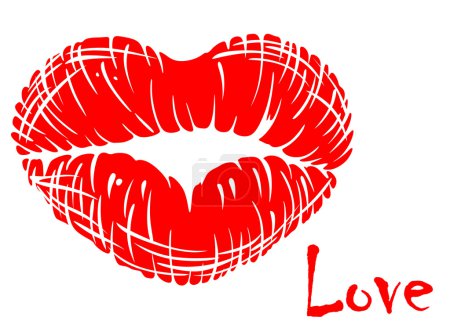 Red lips in heart shape