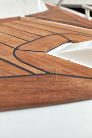 Sailboat bow, wood deck detail