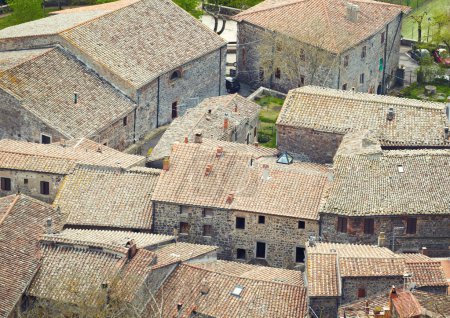 Aerial view background on italian medieval architecture roofs
