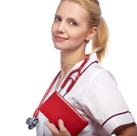 Female doctor smiling with stethoscope