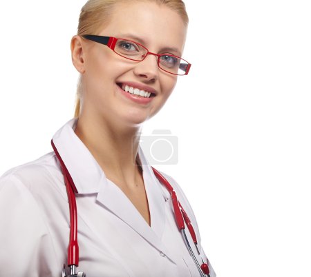 Female doctor smiling with glasses