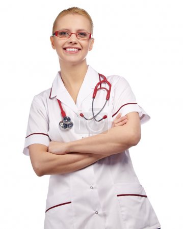 Female doctor smiling with glasses