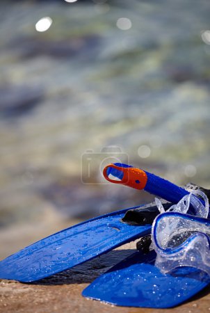 Mask, snorkel and fins for snorkeling