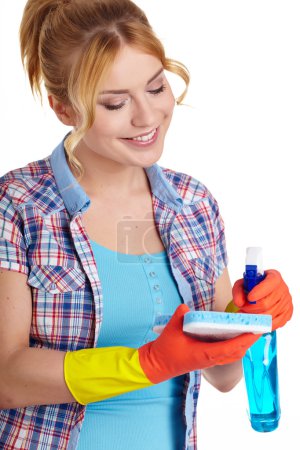 Young woman cleaning