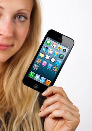 Woman shows new iphone 5