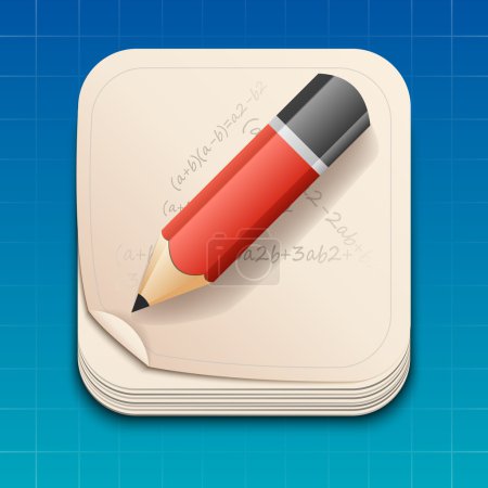 Vector icon of pencil on paper.