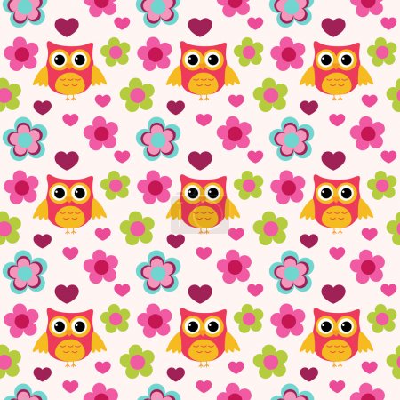 Seamless colorful owl pattern for kids in vector