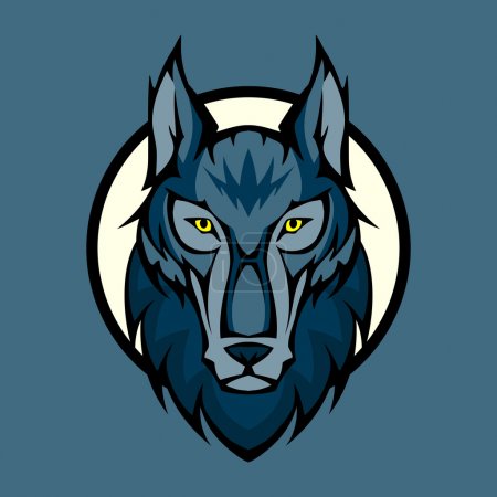 Vector illustration of wolf head in front
