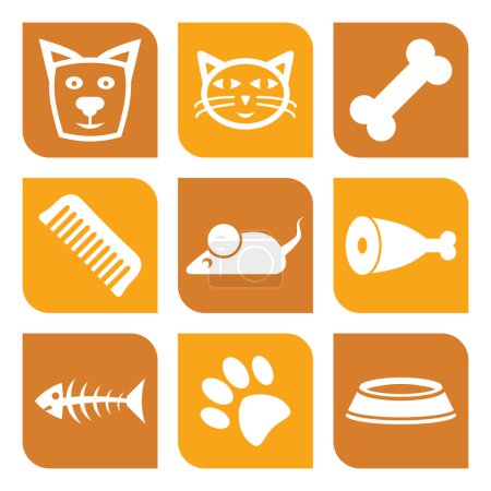 Collection of pet icons - vector illustration dogs and cats