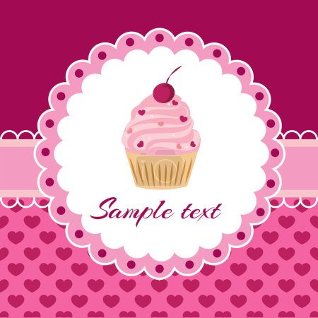 Vector card with cupcake. Place for text.