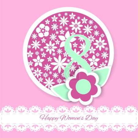 Women's day vector greeting card with flowers