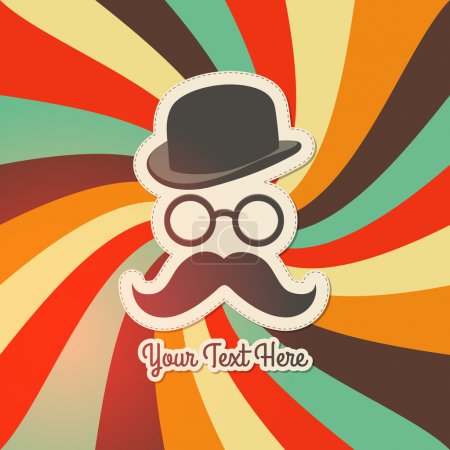 Vintage background with bowler, mustaches and glasses.