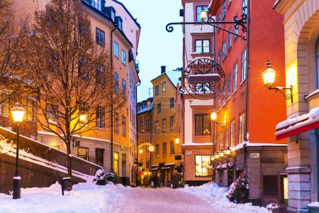 Winter in the Old Town in Stockholm, Sweden