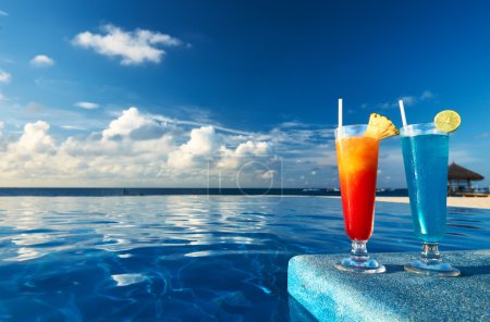 Cocktails near swimming pool