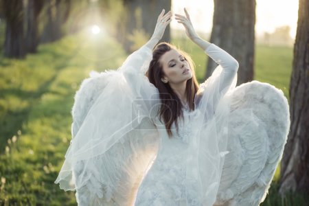 Wonderful angel dancing in the forest