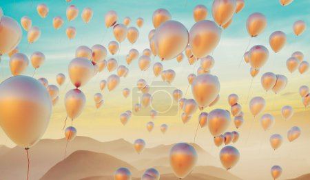 Golden balloons filled with hellium