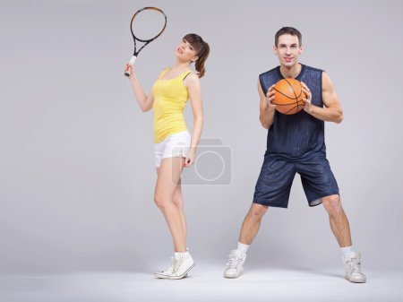 Athletic couple during the training
