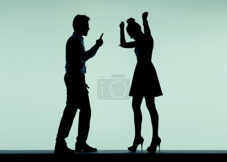 Arguing couple in the bad mood