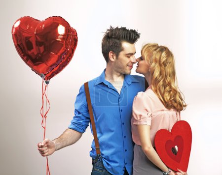 Attractive young couple during valentine's day