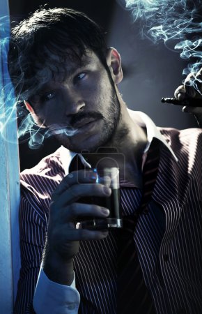 Great picture of handsome adult man with cigar